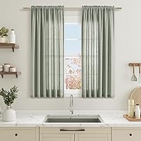 Vista 16 de Guken - Cortinas de lino negro de 108 pulgadas de largo para sala de estar, dormitorio, juego de 2 paneles, bolsillo para barra, cortinas