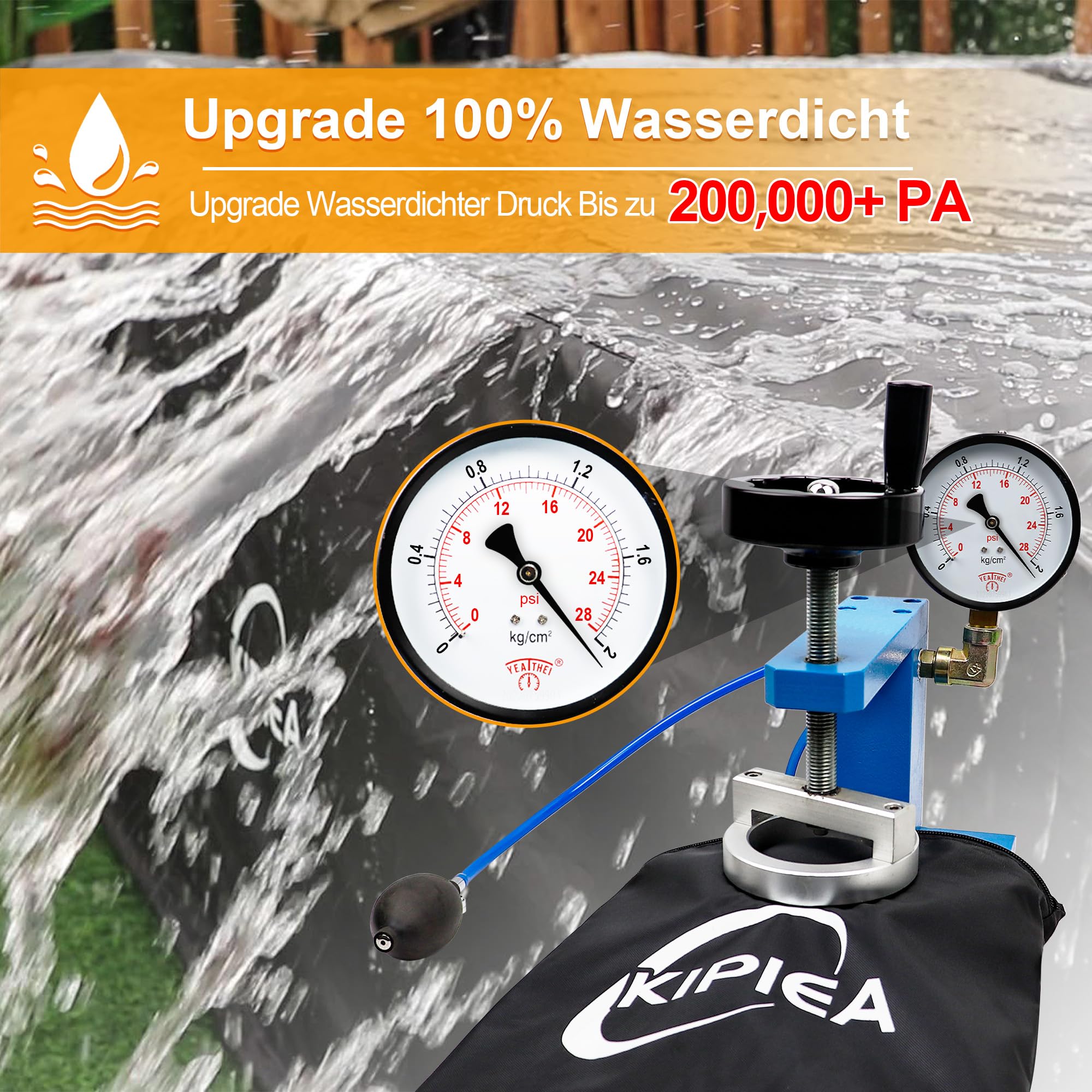 Kipiea Gartenmöbel Abdeckung Wasserdichte, Rechteckig Abdeckplane Gartenmöbel Schutzhülle Winterfest, 420D Oxford Gewebe Terrassenmöbel Abdeckung Anti-UV für Gartentische, Loungemöbel 242x162x100cm