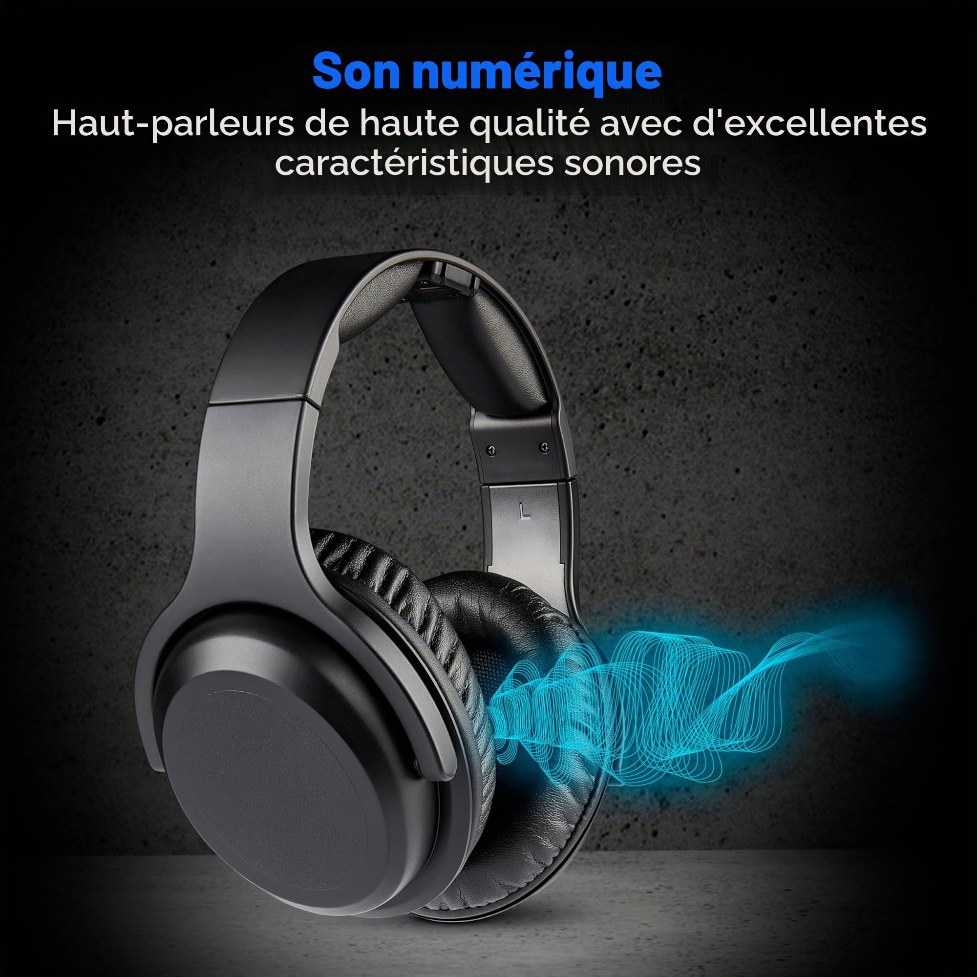MEDION Casque sans Fil HS-1 (pour TV, portée Jusqu’à 15 m, avec Station de Charge, Over Ear, Grand Confort, USB-C, MD40006)