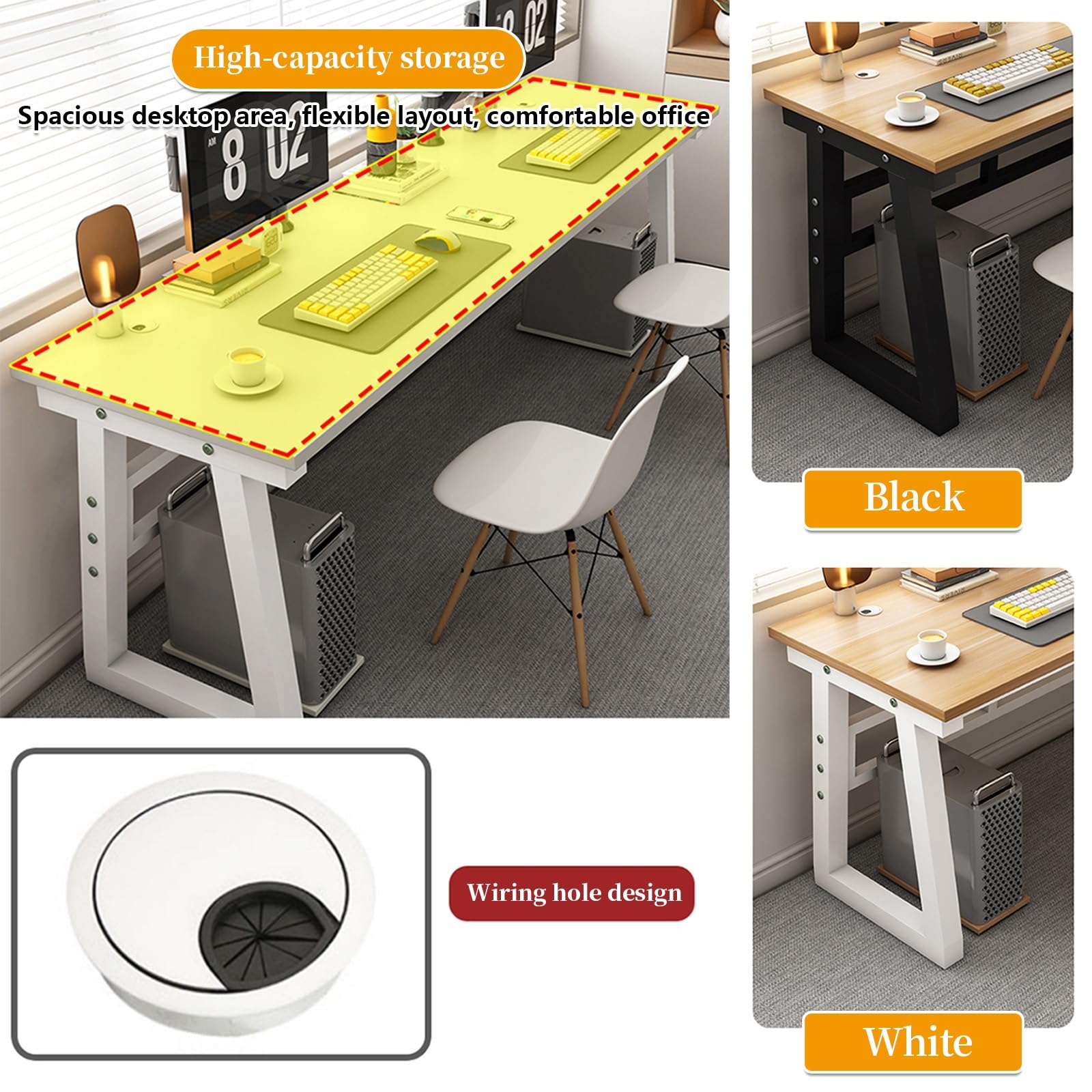 Grande scrivania da gioco da 100 cm per PC, salvaspazio, scrivania per computer per casa e ufficio, postazione di lavoro facile da montare, in bianco e nero, ideale per giocatori e professionisti