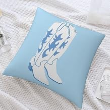 Western Throw Pillows,Cowgirl Decor,Coastal Granddaughter Room Decor,Coastal Cowgirl Pillow Cover,Room Decor Aesthetic,Light Blue Pillow Cover,18 * 18 Inches,01