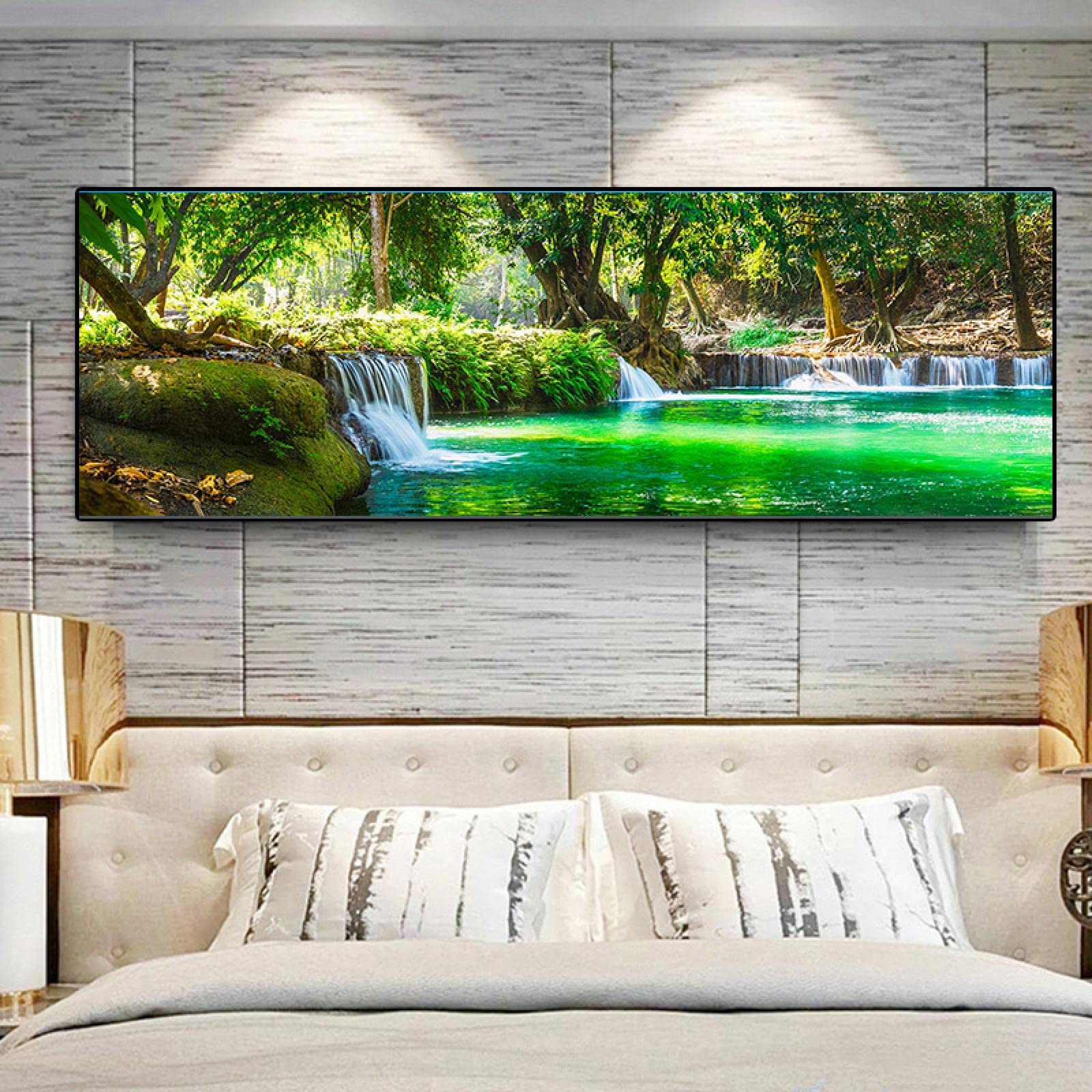 Tableau Toile Déco - Impression Bambou, Gouttes D'eau, Pierres Noires - 120 X 80 Cm - Sans Cadre