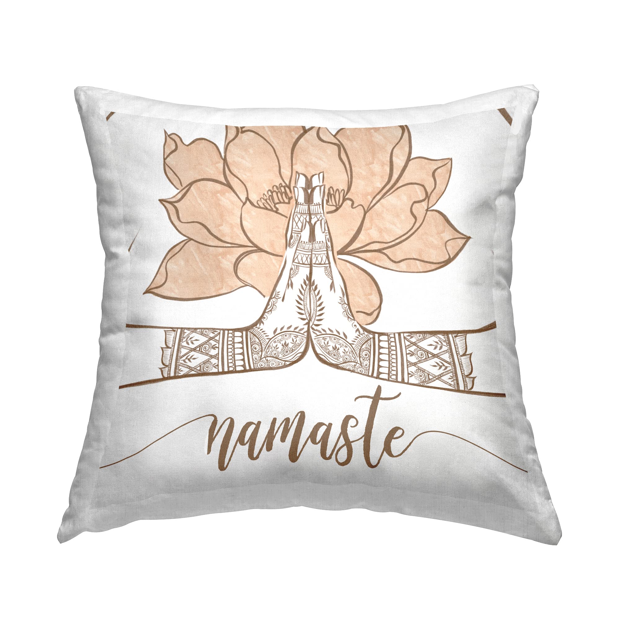 Stupell Industries Namaste Lotus Flower Henna Pattern Design by Ziwei Li Throw Pillow, 18 x 18, Orange