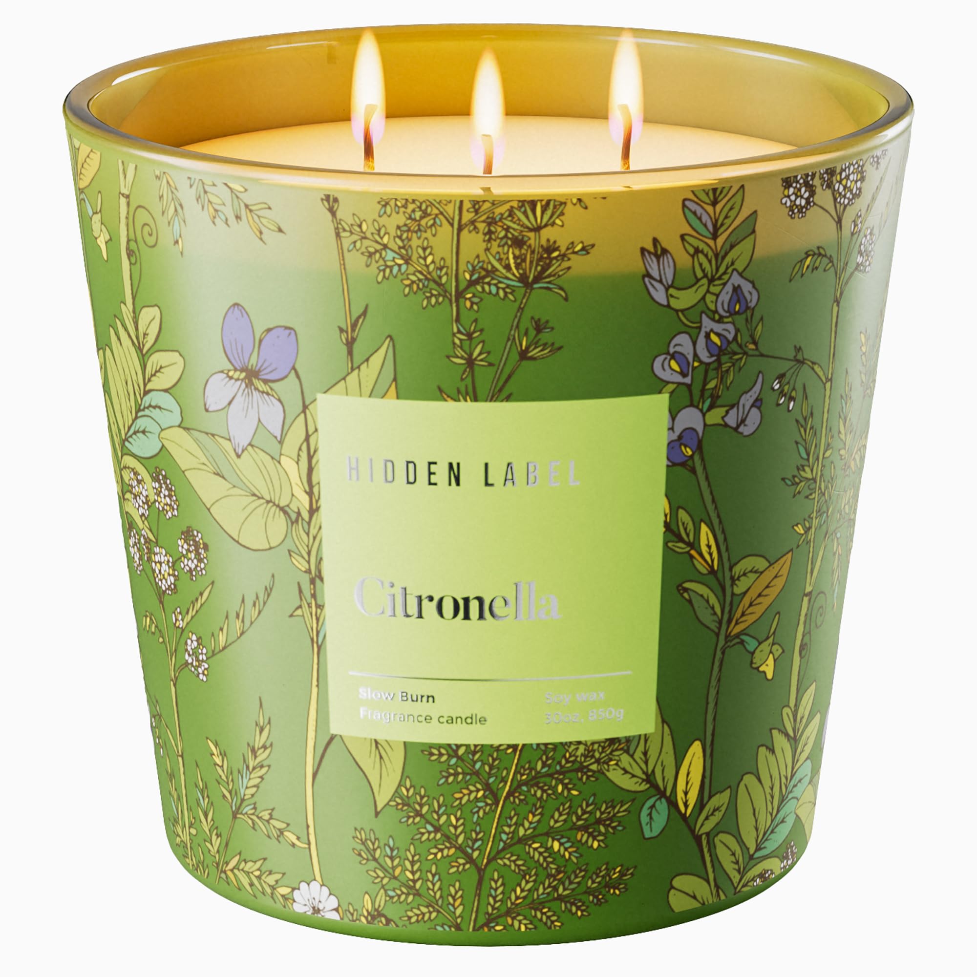 Citronella Candles Outdoor Large, 3-Wick / 30oz Large Soy Candle, Long Lasting Highly Scented,Candle for Patio, Garden & Camping, Summer Camping Huge.