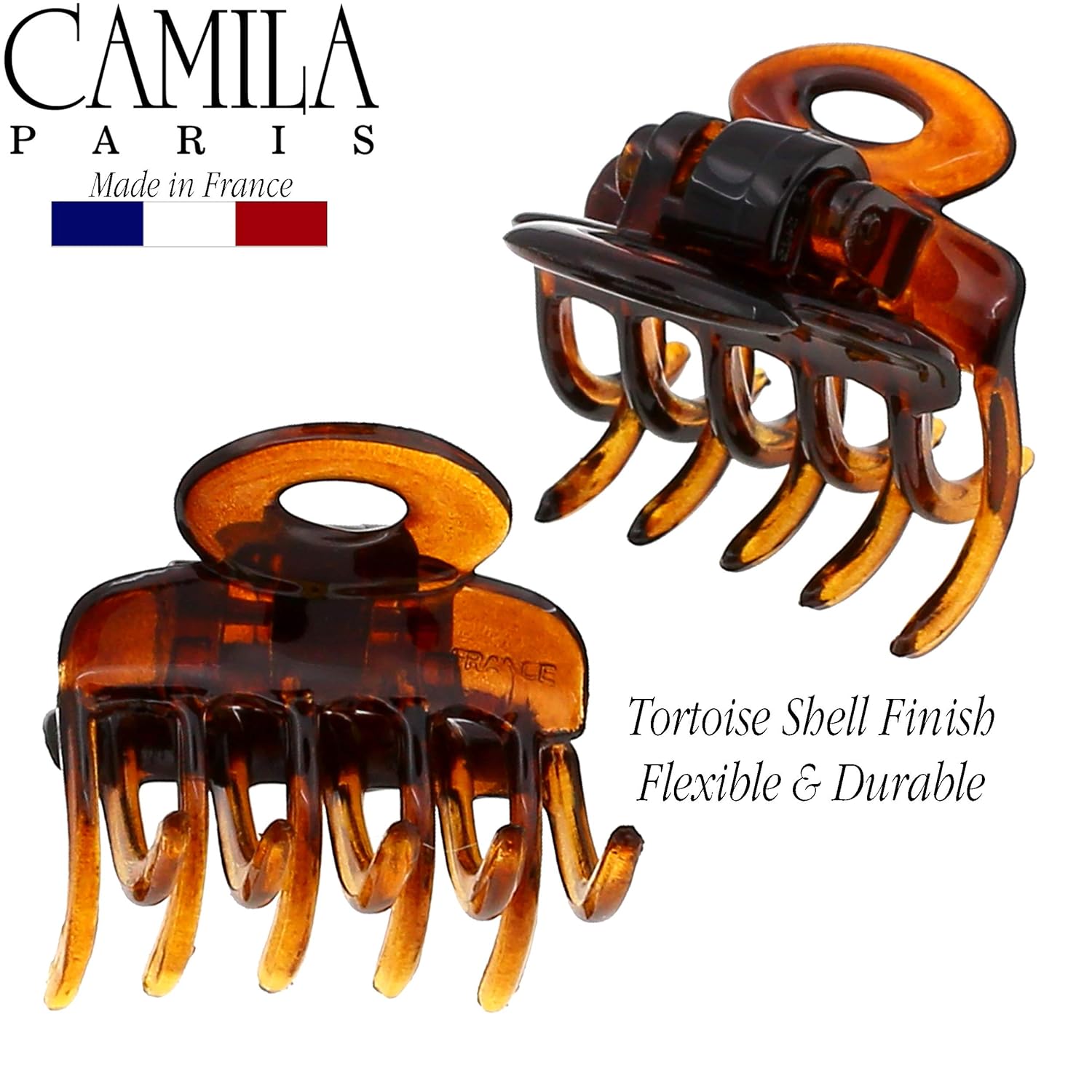 Camila Paris CP3/2 French Hair Clip for Women, Set of 2 Small 1 inch Girls Hair Claw Clips Jaw Fashion Durable and Styling Hair Accessories for Women, Strong Hold No Slip Grip, Made in France - Image 2