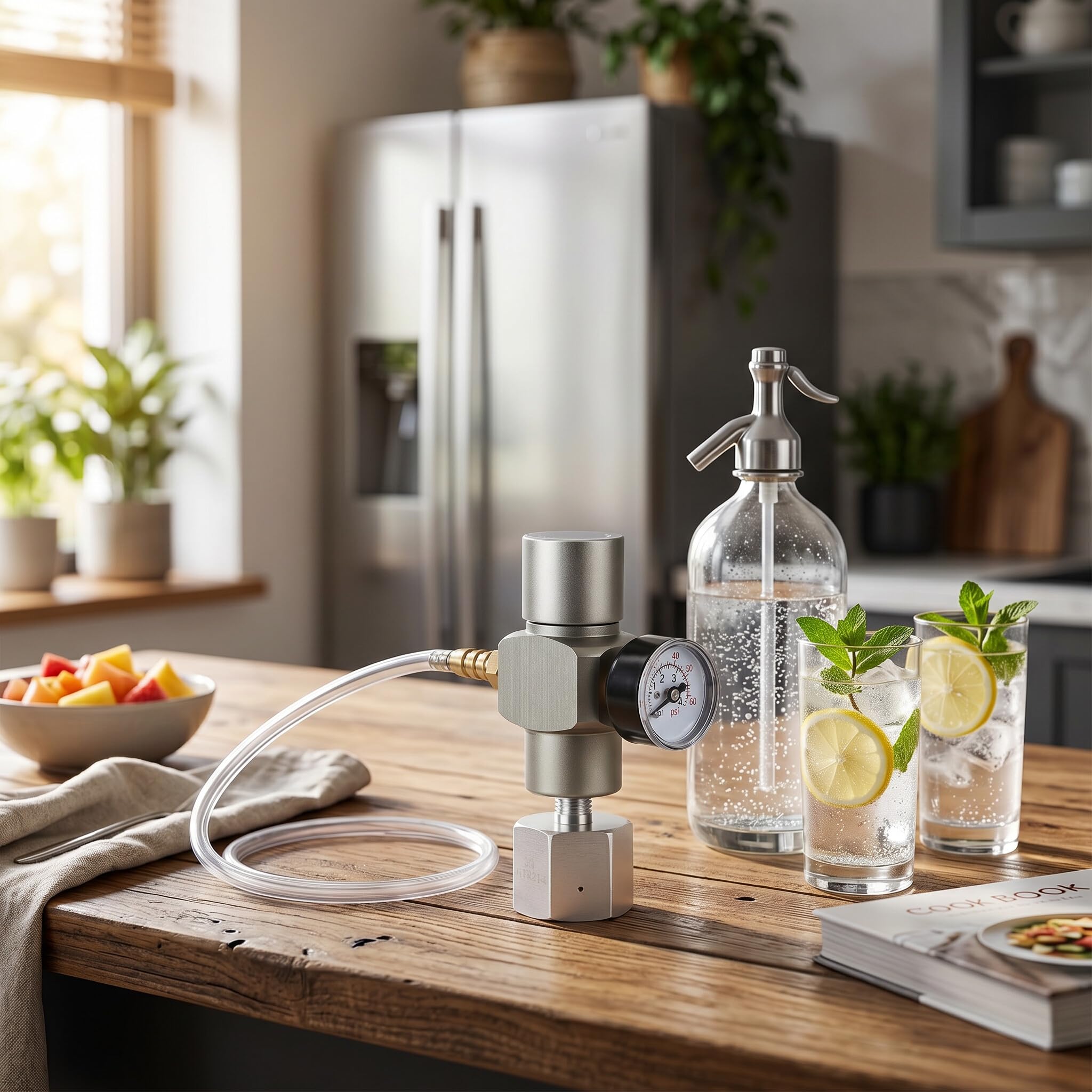 Yosoo Health Gear Mini Régulateur de Gaz CO2 2 en 1 Manomètre de Soude avec Adaptateur 3/8 vers TR21.4 Raccord de Contrôle pour Conteneur de Bière Keg Wine Soda Making Régulateur de Dioxyde de