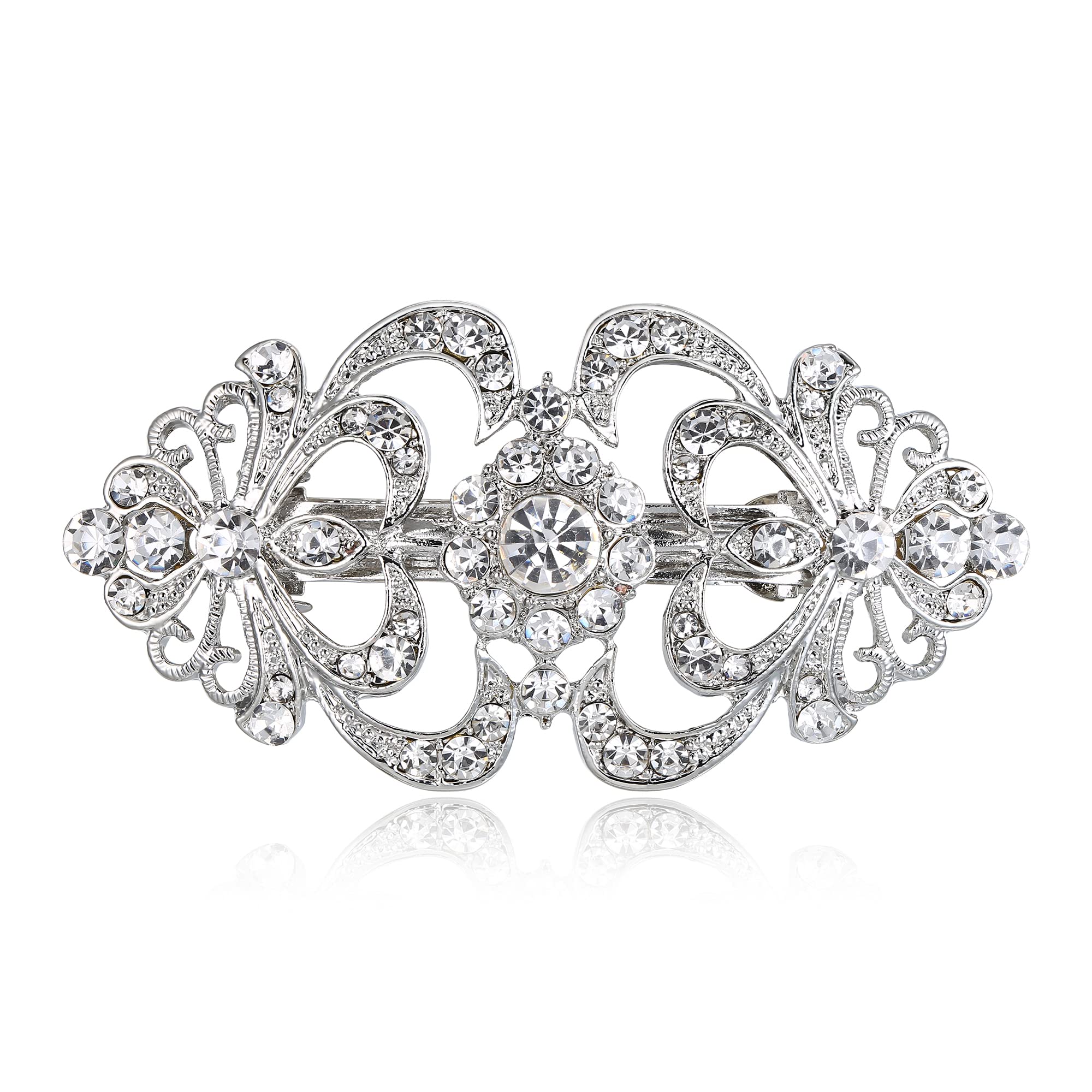 Amazon.com : EVER FAITH Austrian Crystal Bridal Barrette  display picture 3