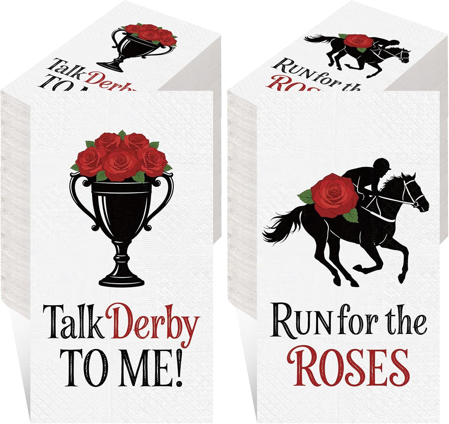 Yeaqee 100 Pcs Derby Day Party Napkins Vintage Horse Racing Paper Guest Towels 2 Ply Horsing Decoupage Cocktail Napkins Disposable Run for the Roses Horse Hand Towels for Bathroom Home