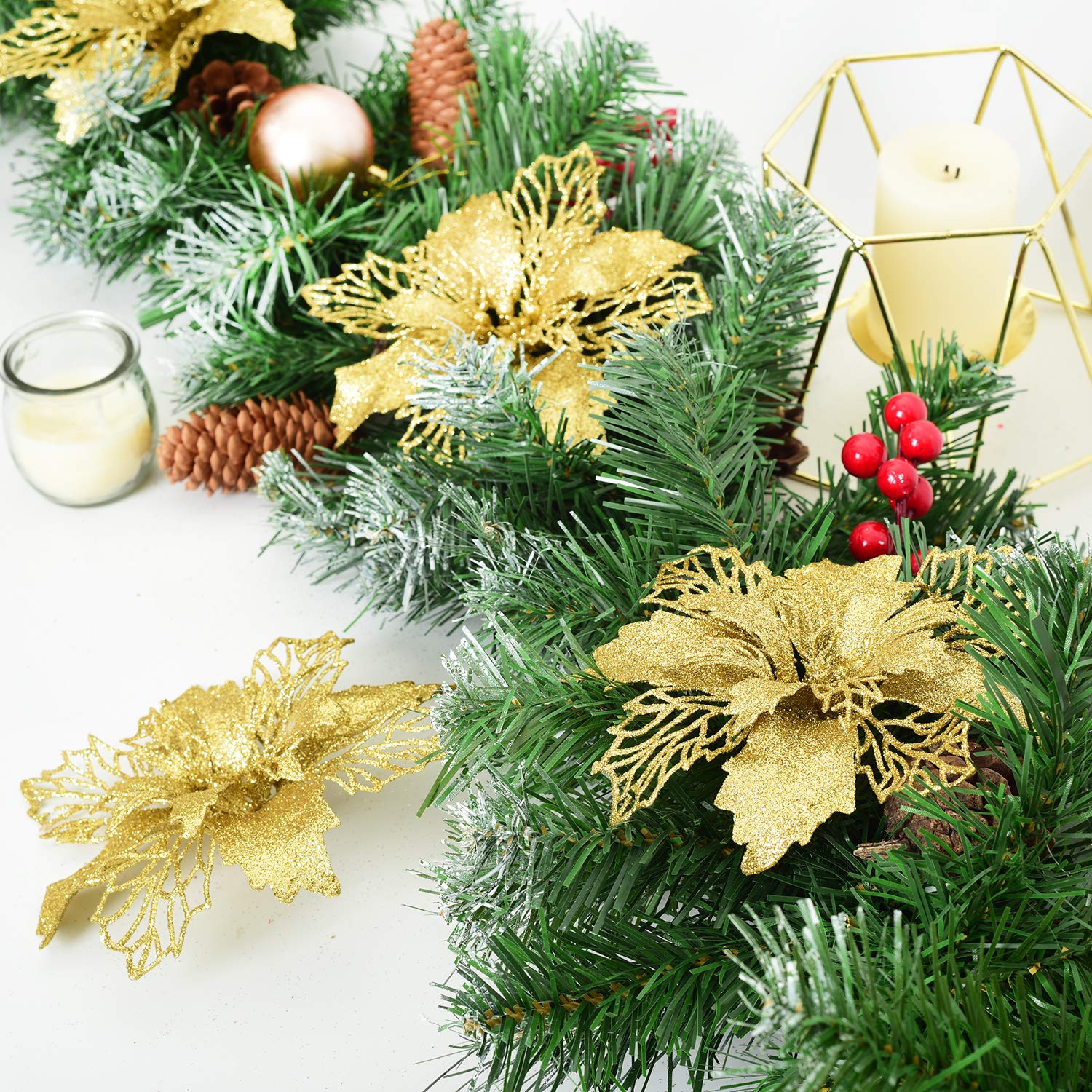 Amazon.co.jp: Artiflr クリスマスポインセチア 花 クリアランス 造花