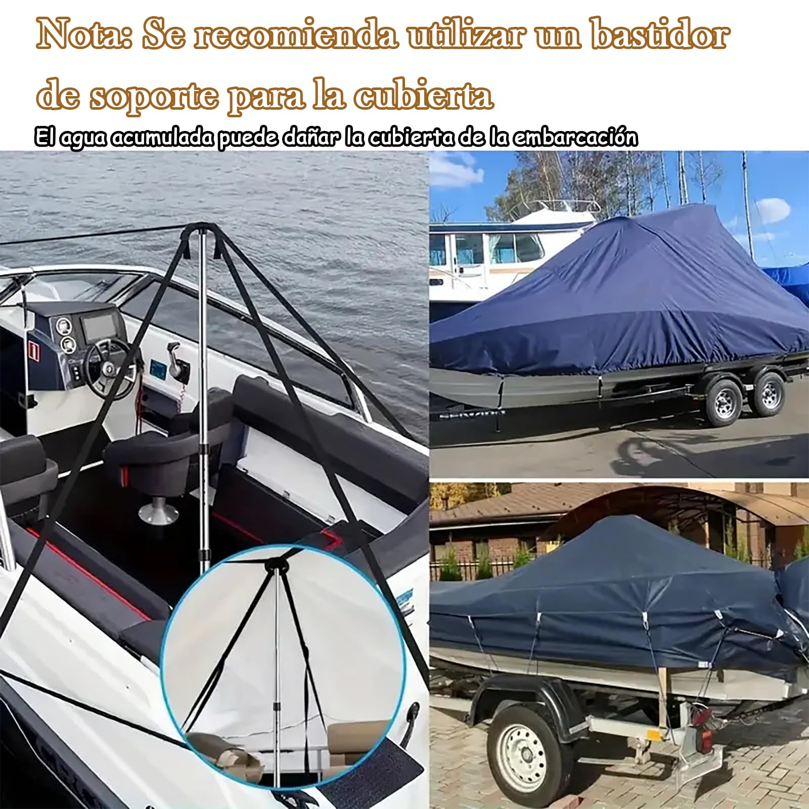 Copertura Impermeabile per Barche, Telo per Barca, Telo Copribarca, Oxford 420D Tessuto, Antipolvere Resistente ai Raggi UV Copertura Della Barca, Barca da Sci da Pesca (BLACK,LxW/810x500cm)