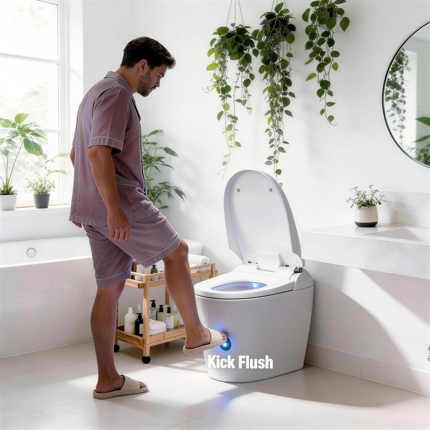 ‌VANCOCO Smart Toilets with Built-in Bidet,One-Piece Toilets with Toilet Bidet,Smart Toilets and Bidets with Night Light & Heated Seat,Warm Water Wash & Air Dryer
