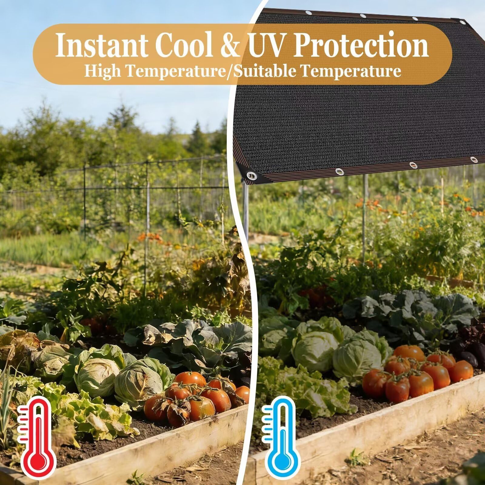 2 x 5.5M Malla AntiUV con Ojales Metálicos, Tela Sombreadora Color Negro, Protección Solar para Jardín, Pérgola, Plantas de Patio, Invernadero y Uso Exterior.