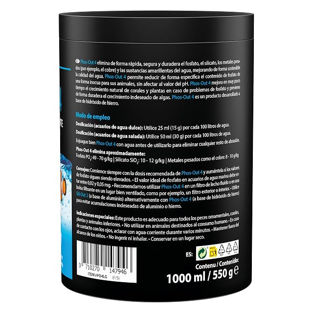 Foto 3 de 7 de Antifosfatos Acuario 1000 ml - Phos-out 4 Gránulos Hidróxido Hierro