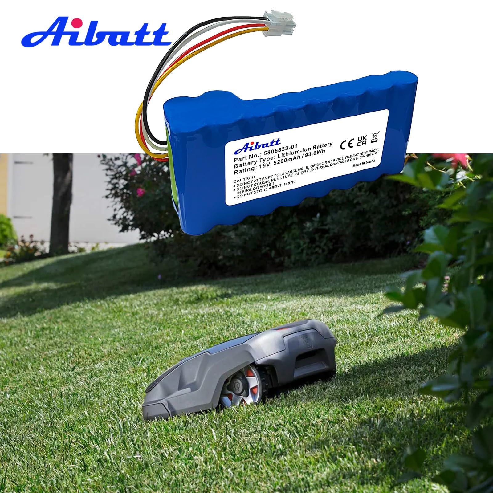 Batterie de Remplacement pour Robots de Tonte Husqvarna Automower 320,330X, 420,430,430X,450X,520,550,remplace Les Batteries 580 68 33-01,580 68 33-02 Lithium ION (Li-ION,5200mAh,18 V)