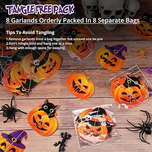 Miniatura 3 de 8 guirnaldas de Halloween para decoración de Halloween, de papel, espirales colgantes, guirnalda colgante, decoración para el hogar, aula, interior