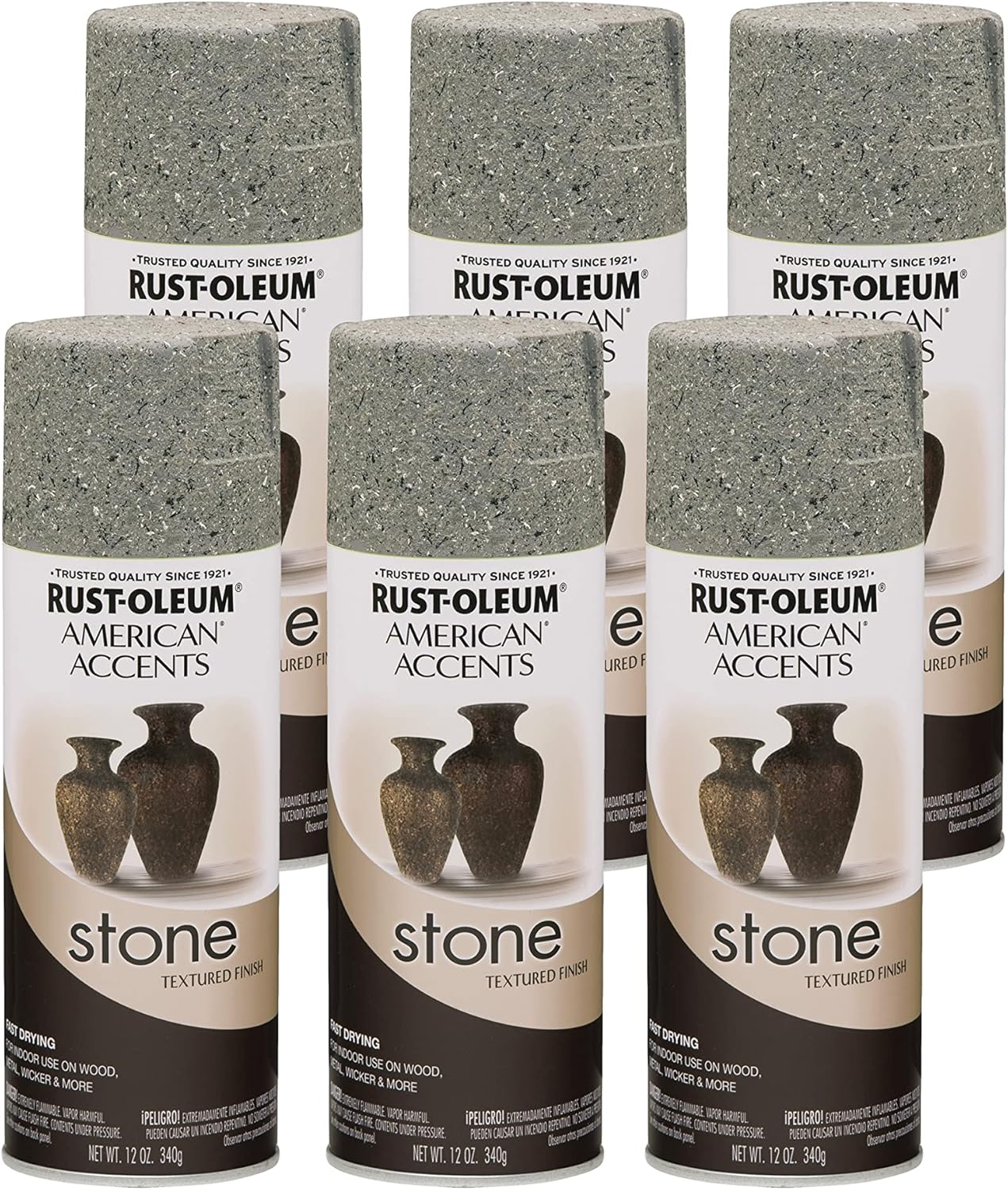 Rust-Oleum 7992830-6PK Stone Creations Spray Paint, 12 oz, Gray Stone, 6 Pack