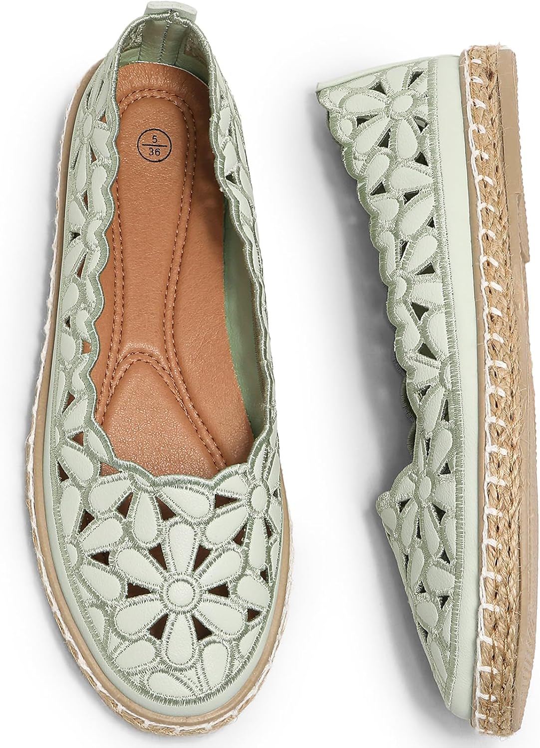 HEAWISH Womens Ballet Flat Daisy Round Toe Dress Shoes Casual Slip On Rope Loafer