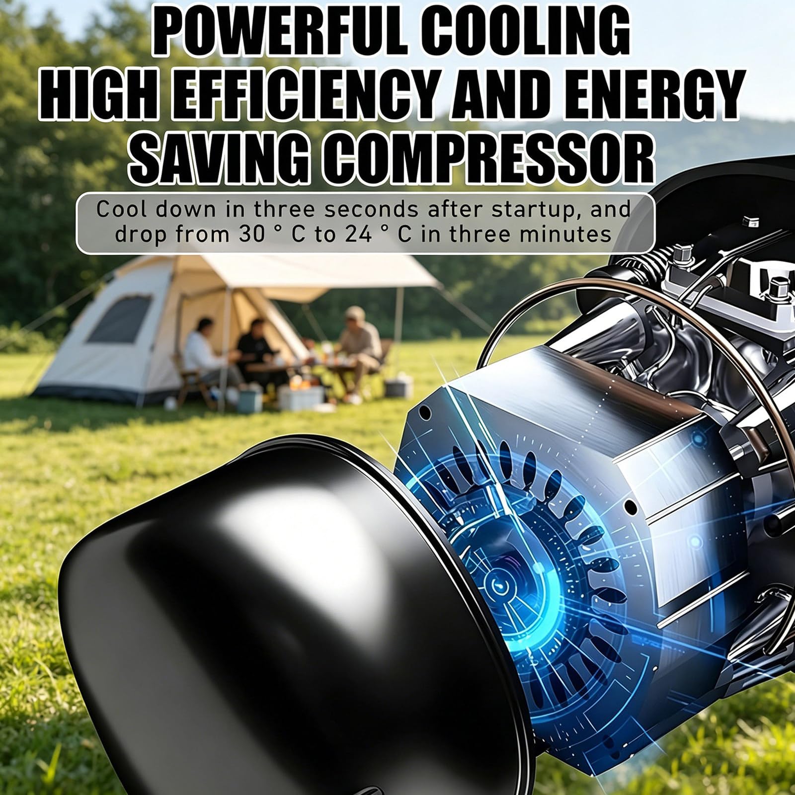 1400W Aire acondicionado mano tiendas campaña,3velocidades Cold+Heat