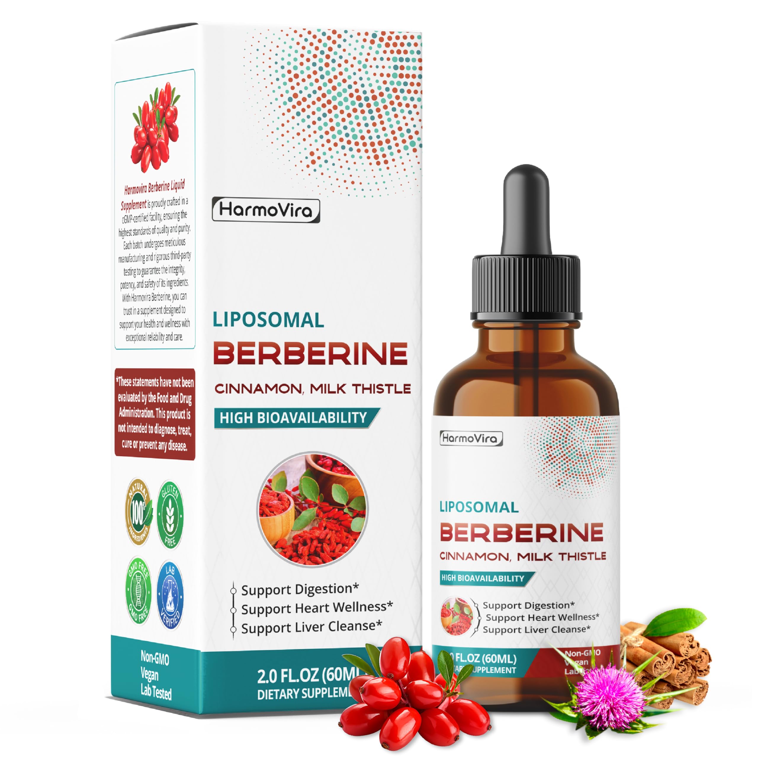 Liposomal Berberine 6-in-1 for Digestive Wellness*, 2 fl oz 60 ml (pack of 1)