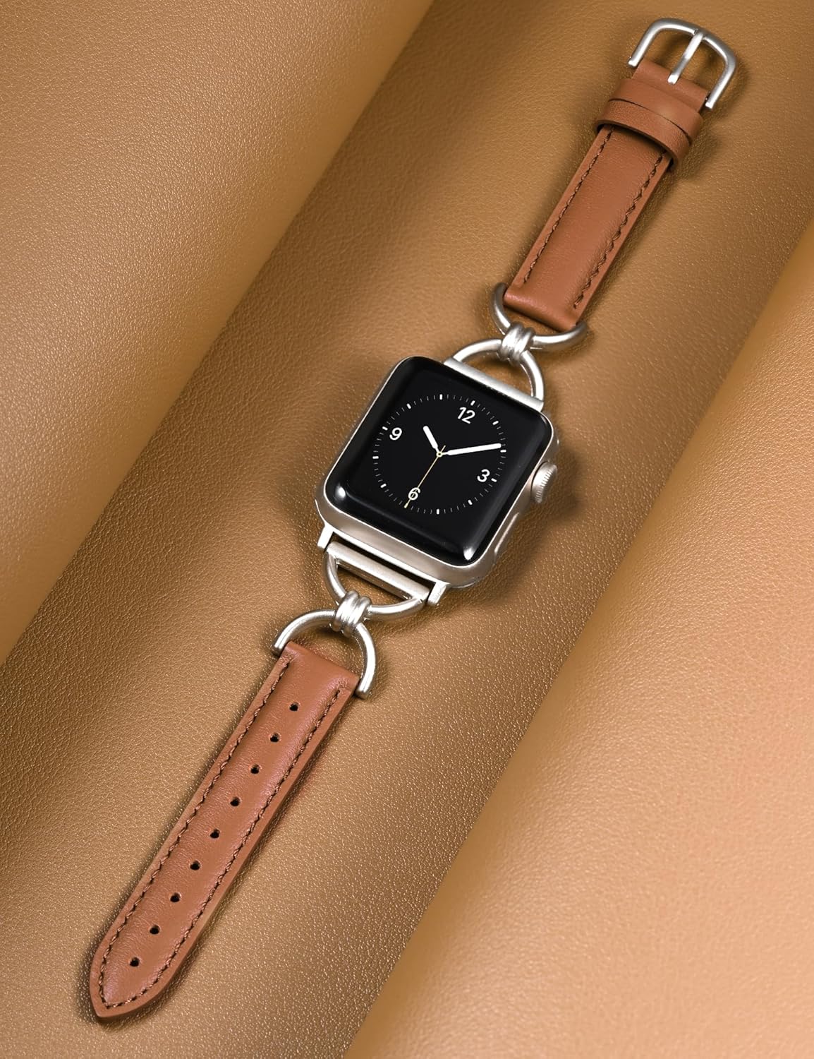 Wearlizer Leather Band Compatible with Apple Watch Bands Women 41/40/38/42/44/45/46/49mm, Dressy Fancy Slim Thin Strap with Designer D-Shape Buckle for iWatch Series 11 10 9 8 7 6 5 4 3 SE/Ultra 3 2 1 - Image 2