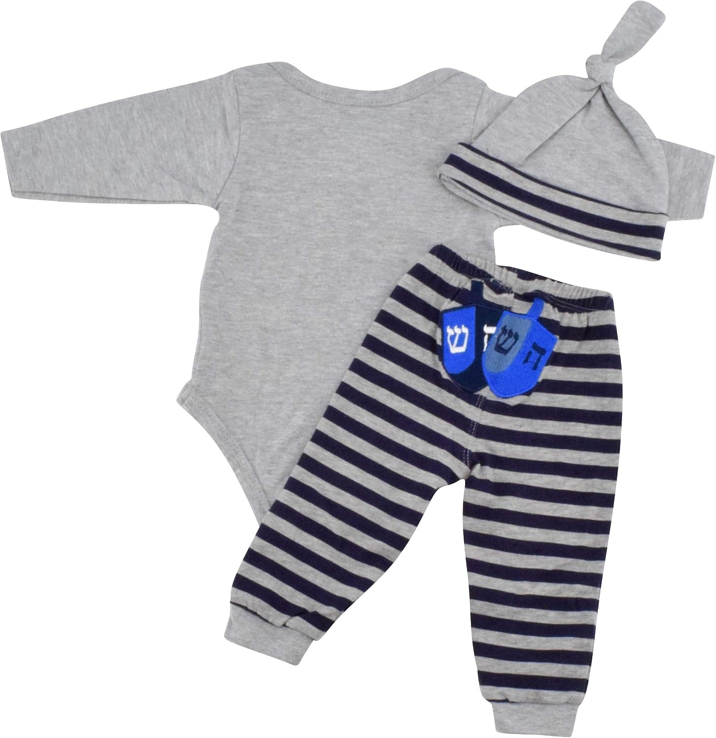 Baby Boys Girls 3pc Outfit Set Long Sleeve Bodysuit with Pants and Cap