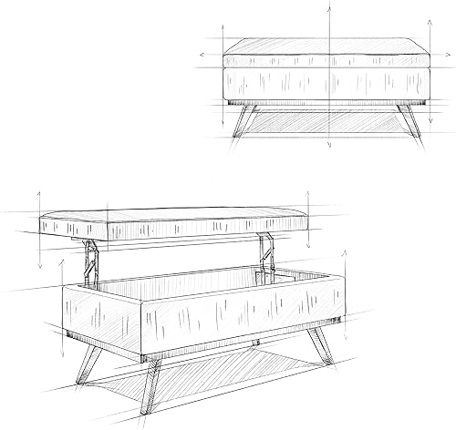 Miniatura 315 de SIMPLIHOME Owen - Bandeja rectangular moderna de mediados de siglo de 34 pulgadas de ancho, otomana pequeña para almacenamiento de mesa auxiliar, en