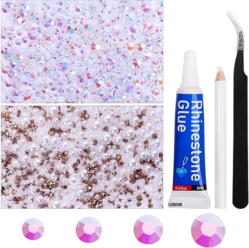 Miniatura 3 de Perlas semicirculares redondas con parte trasera plana de 2.12 oz y diamantes de imitación de resina de 1.06 oz (3 a 0.394 in) para manualidades,