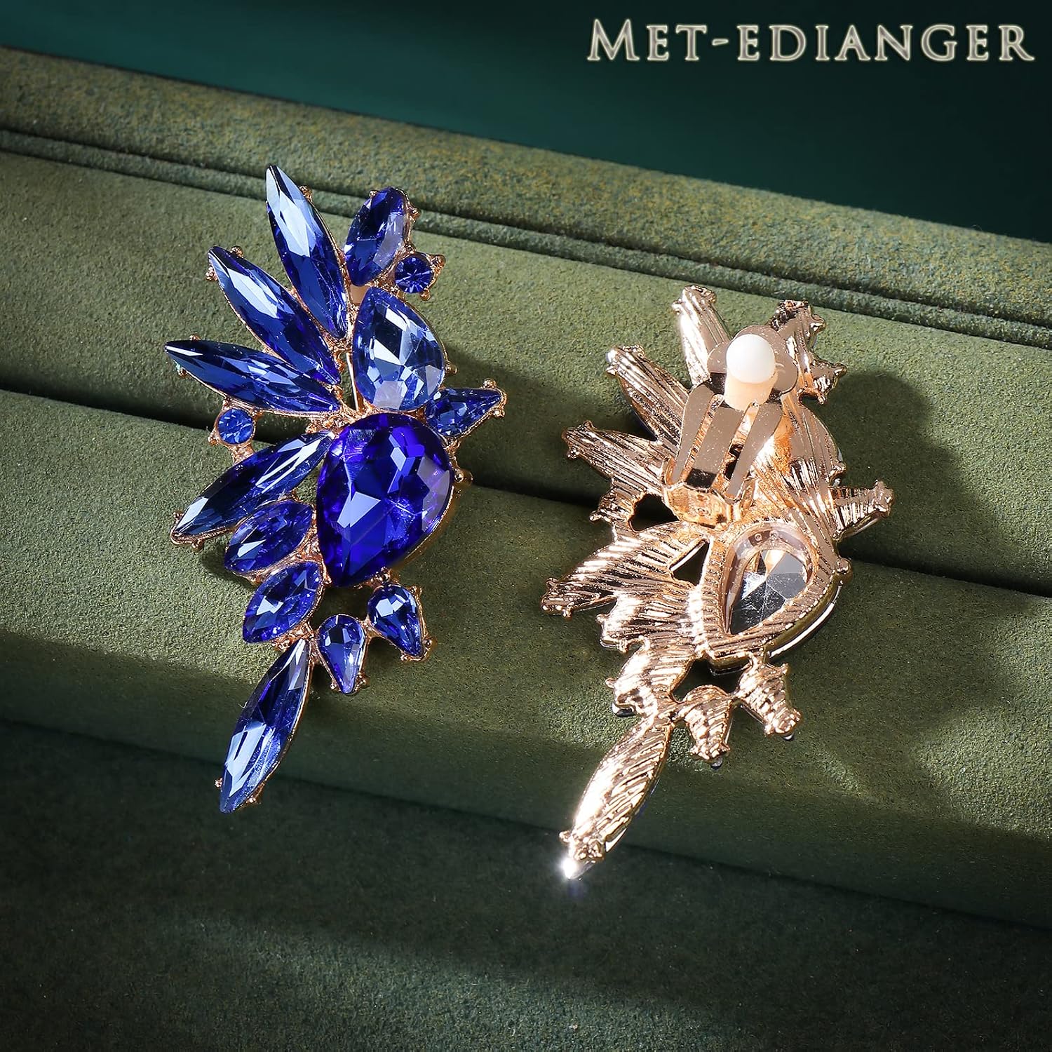 Vintage Rhinestone Statement Clip on Earrings Retro Crystal Drop Dangle Earrings Cluster Non Pierced Earrings for Women image 5