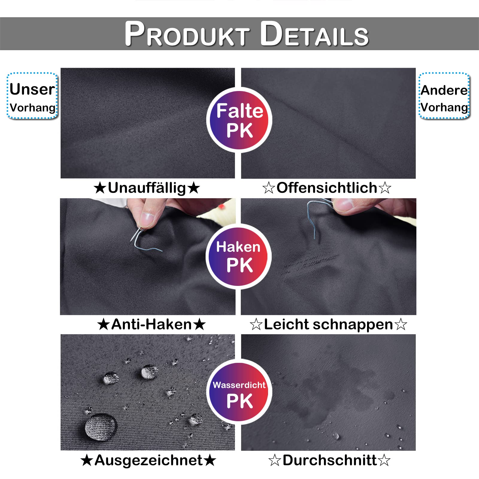 Rosnek Outdoor Vorhang Wetterfest mit Ösen,Outdoorvorhänge B 180xH 243cm Outdoor Vorhänge Wasserdicht Außenvorhang,Winddicht Balkon Gardinen für Terrasse,Pergola,Pavillon,1 Stück,Obere Ösen