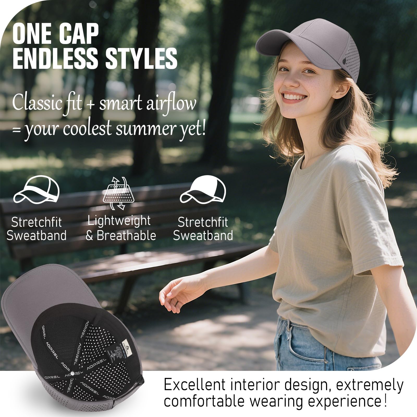 AOPREL Cappello da baseball traspirante in rete cappello da golf ad asciugatura rapida regolabile cappelli da baseball per uomini e donne Sport Running Workout