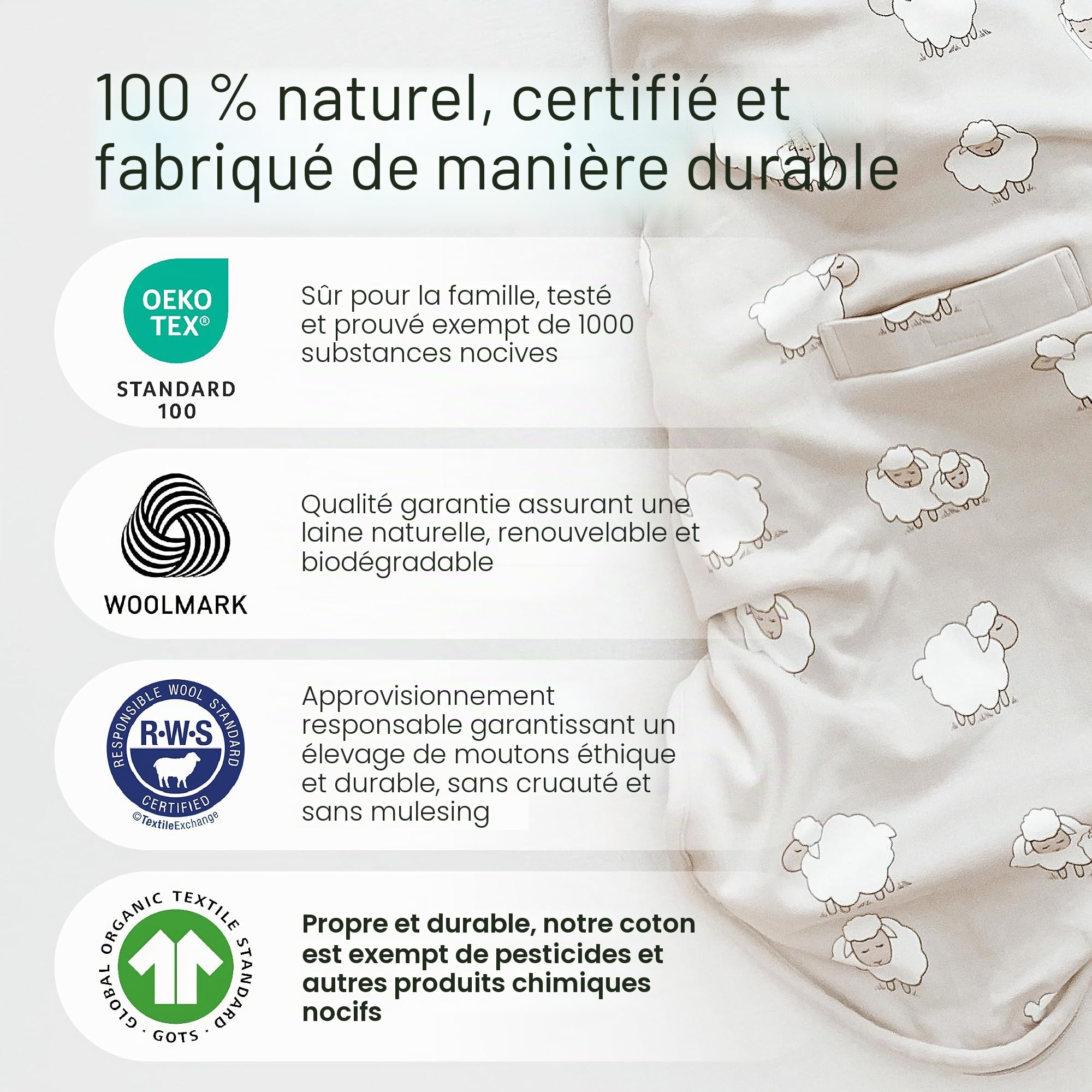 Woolino Gigoteuse pour Tout - Petit, 4 Saisons Laine Mérinos et Coton Bio, 2-4 Ans