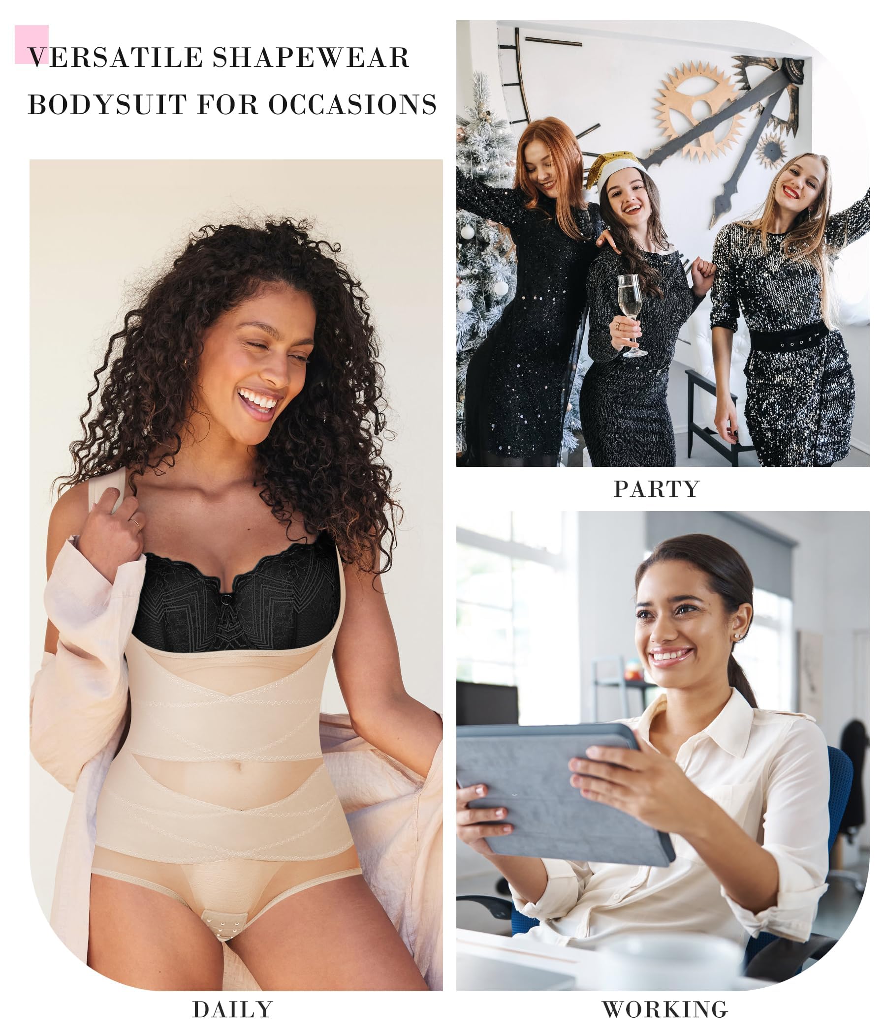 KUMAYES Fajas Reductoras Mujer Abdomen Body Reductor Adelgazante Control de Barriga Lencería Moldeadora Invisible Shapewear Bodysuit Shaper Posparto