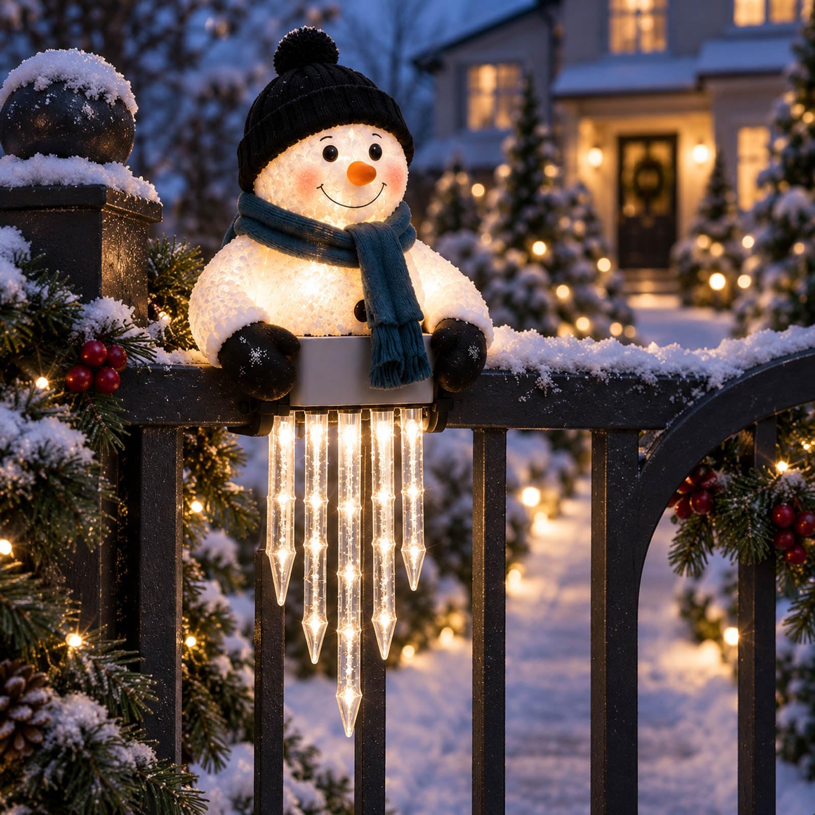 Decorazione Natalizia a Forma di Pupazzo di Neve WinterGlow con Effetto ghiacciolo, per Esterni (1 Pezzo)