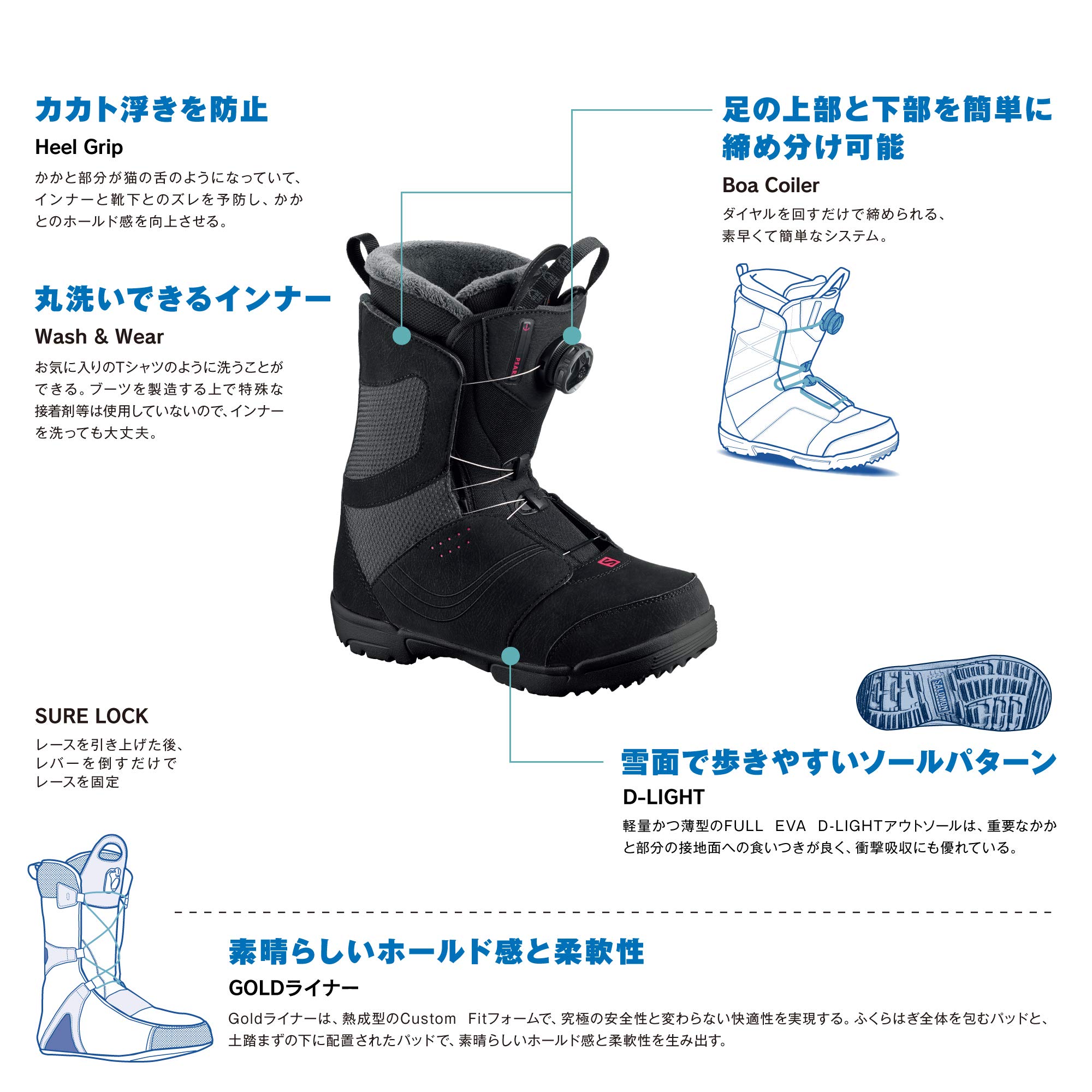 Salomon Pearl スノーボードブーツ 女性用 UK5 SALOMON サロモン PEARL BOA パールボア 22-23 2023