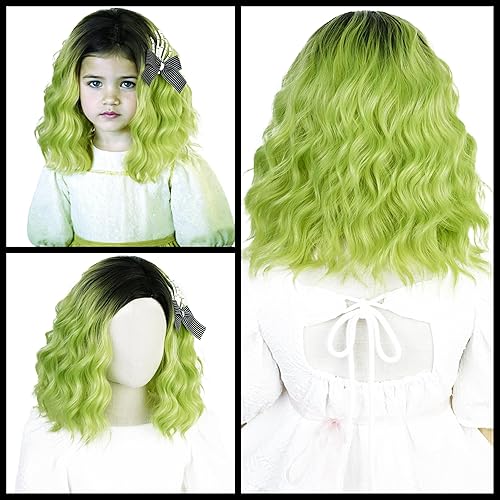 Vista 132 de Pelucas de sirena para niños y niñas, 21 pulgadas de largo, rizadas, color rojo oscuro, peluca de onda de sirena con clip de estrella de mar