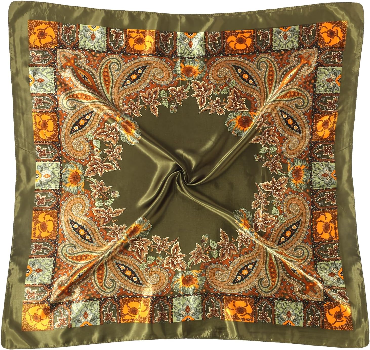 35” Large Square Satin Head Scarf - 1Pcs Satin Hair Scarf Silk Bandana Head Wraps For Women