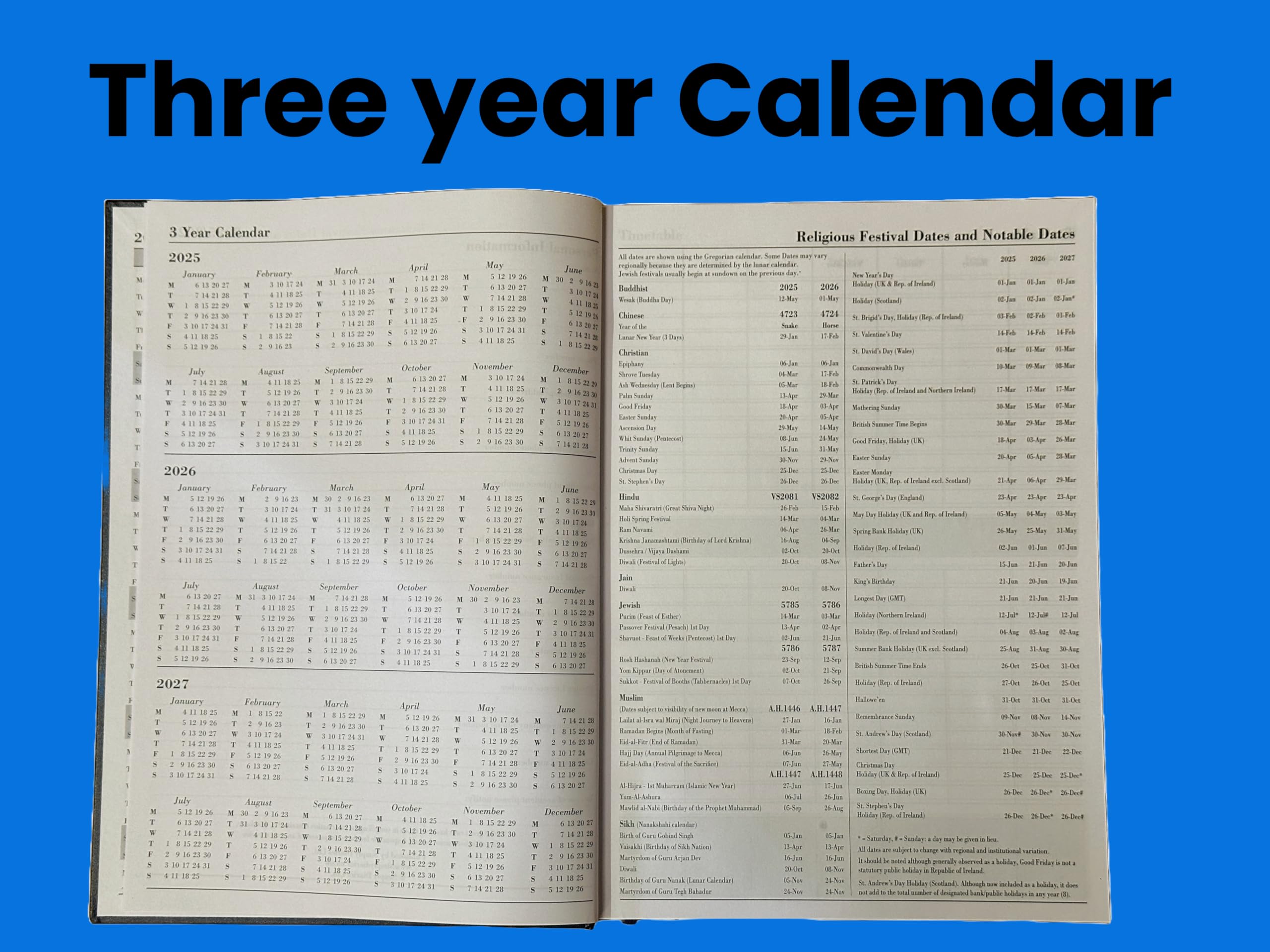 Academic Diary 2025-2026 A5 WTV Week to View - Burgundy/Red, Red / Burgundy - Image 4