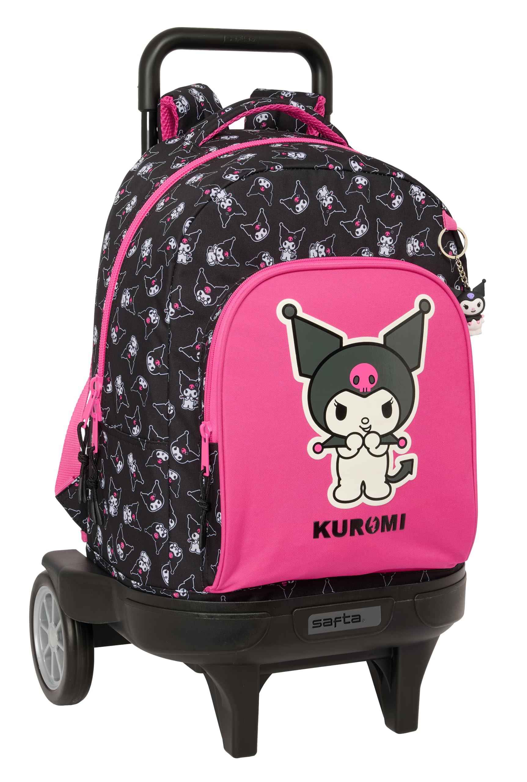 Safta KUROMI - Mochila Grande con Ruedas, Compact Evolución, Extraíble, Ideal para Niños de Diferentes Edades, Cómoda y Versátil, Calidad y Resistencia, 33x22x45 cm