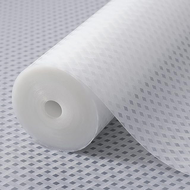 Shelf Liners for Kitchen Cabinets Refrigerator Liners Waterproof & Oil-Proof Kitchen Cupboard Liner Non-Slip Drawer Mats EVA Material Non Adhesive Fridge Mats for Shelves - Clear 11.8 x 59 Inches