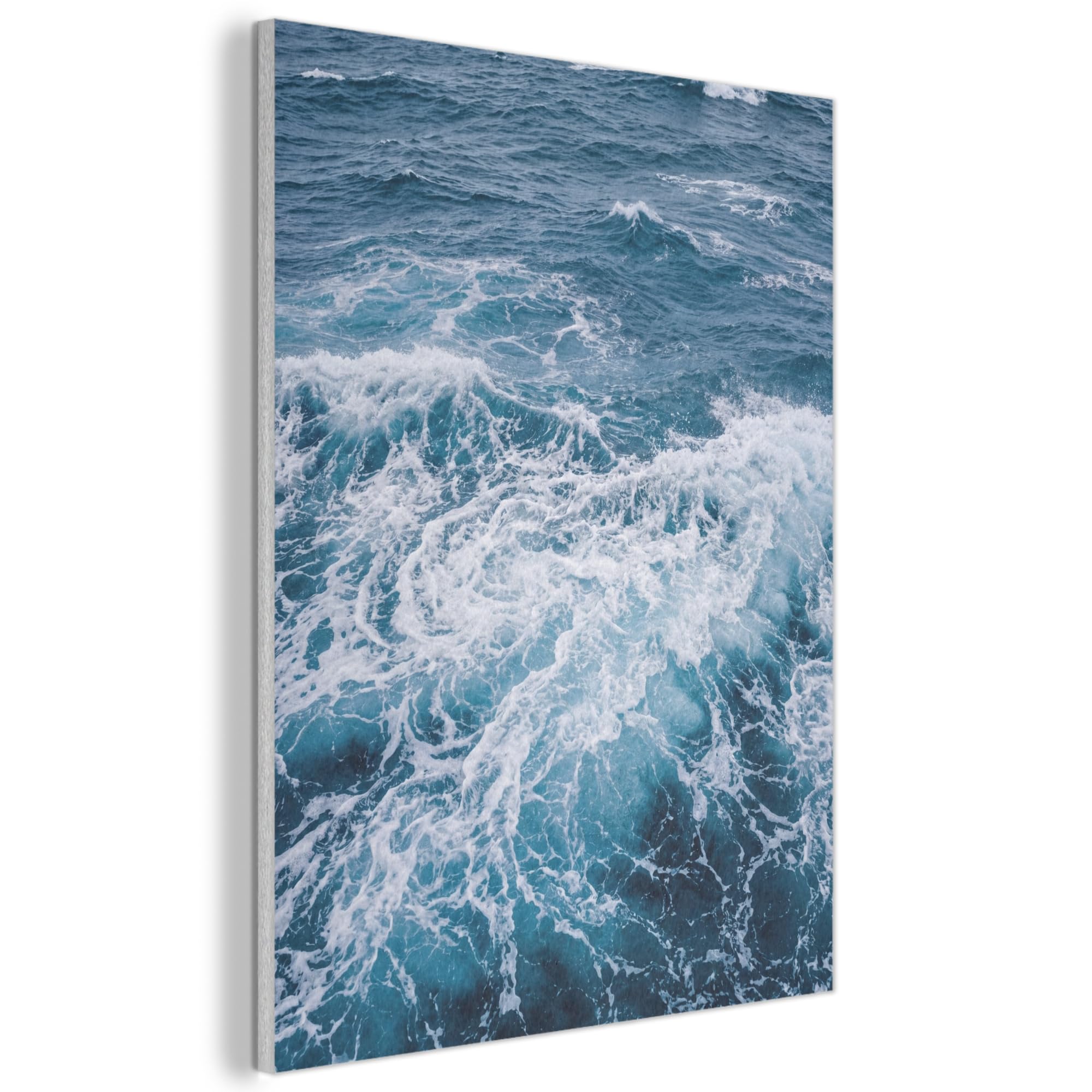 MuchoWow© Felt Panel 70x100 cm Framed Design Print Accent Interior Wallart Decoration Wall Art Waves - Ocean - Blue