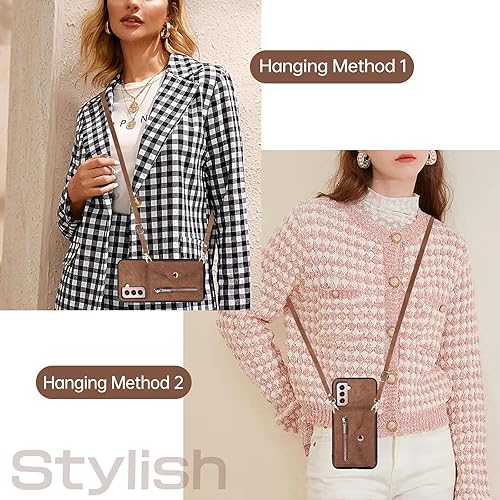 Miniatura 5 de Asuwish Funda para teléfono Samsung Galaxy S21 5G de 6.2 pulgadas, funda tipo cartera con correa cruzada para la muñeca, cordón, soporte para