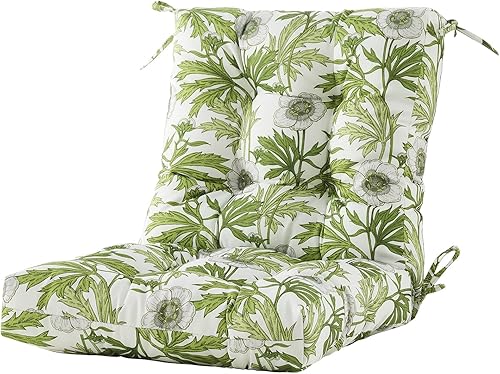 BLISSWALK Cojines para sillas de exterior, 40 x 20 x 4 pulgadas, cojín de mimbre grueso con respaldo bajo y lazos para muebles de patio, floral