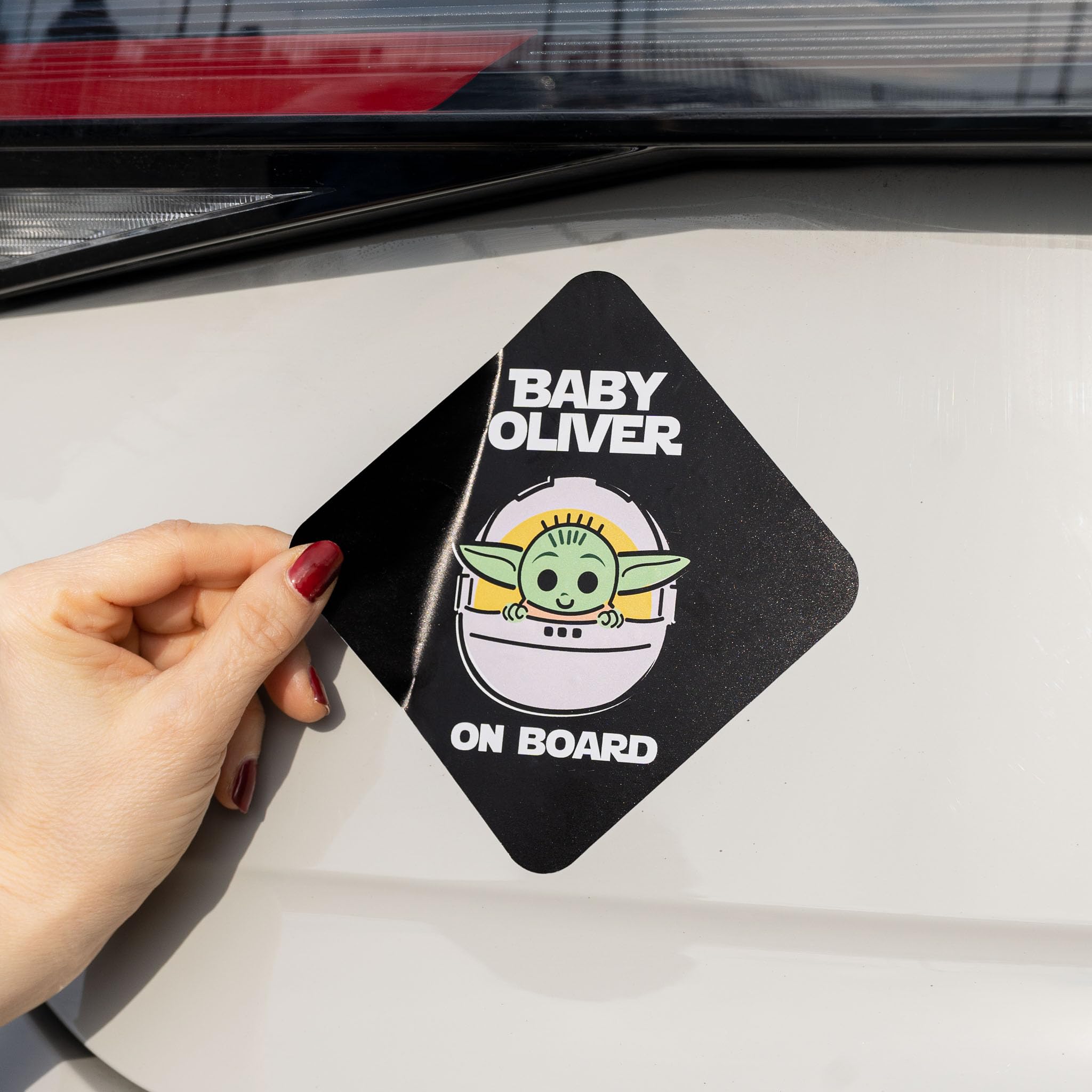 Wanapix | Custom Car Sticker | Rhombus 15x15cm | Baby Yoda