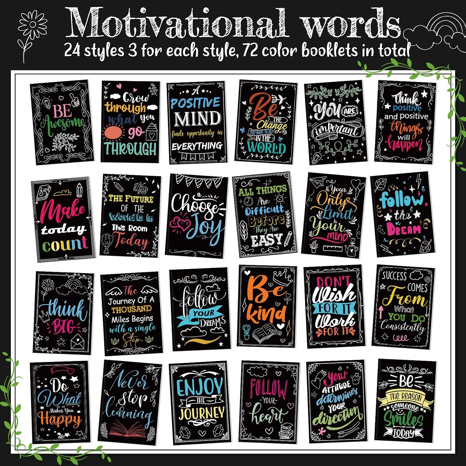 Sinload 144 Pcs Positive Coloring Book for Adult Bulk, Motivational DIY Book Gifts for Drawing with Black Motivational Words for Stress Relief Party Favors