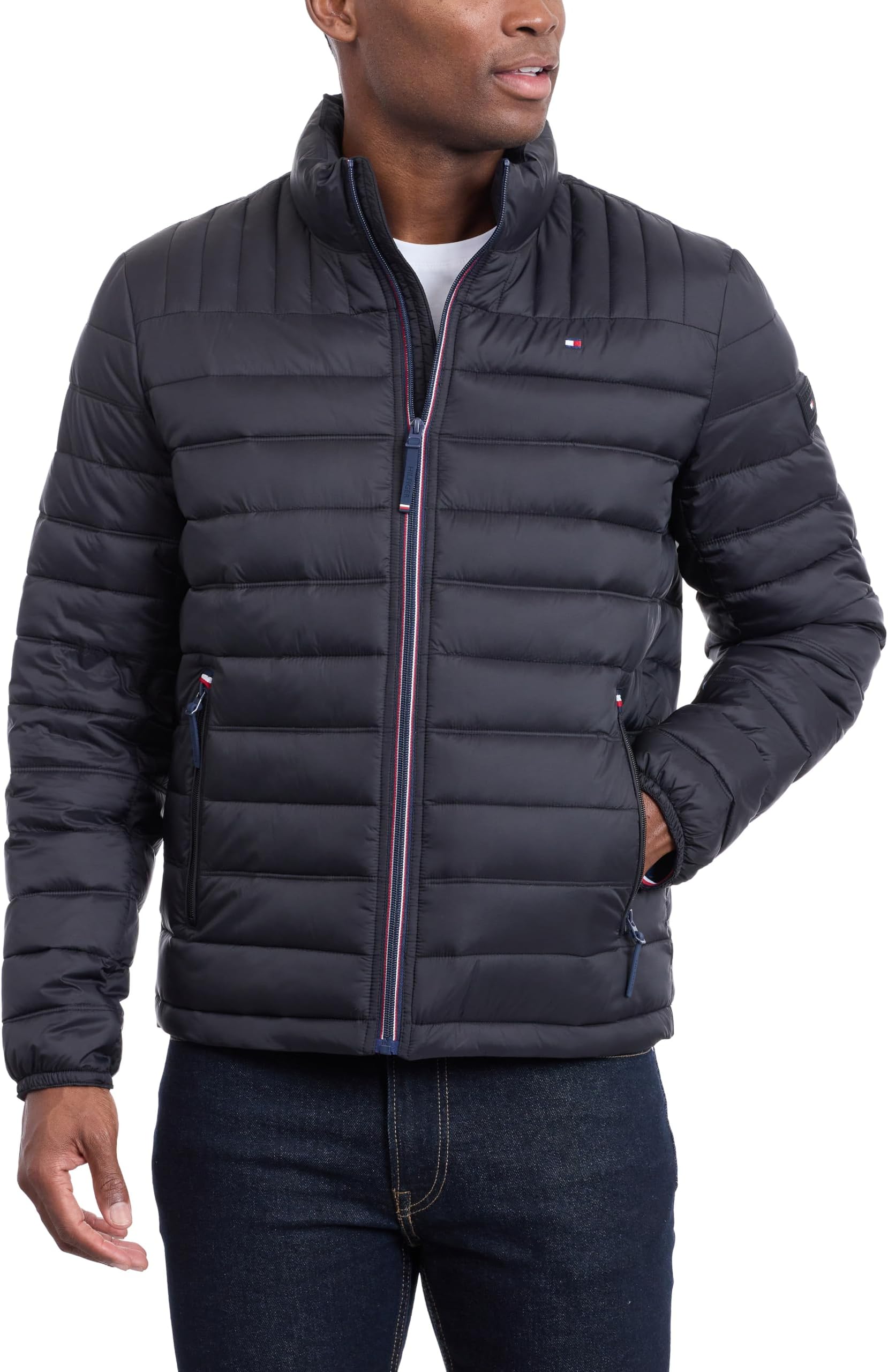 Mens Embroidered Logo Puffer Jacket