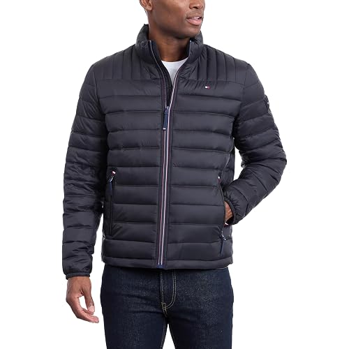 Tommy Hilfiger Mens Embroidered Logo Puffer Jacket