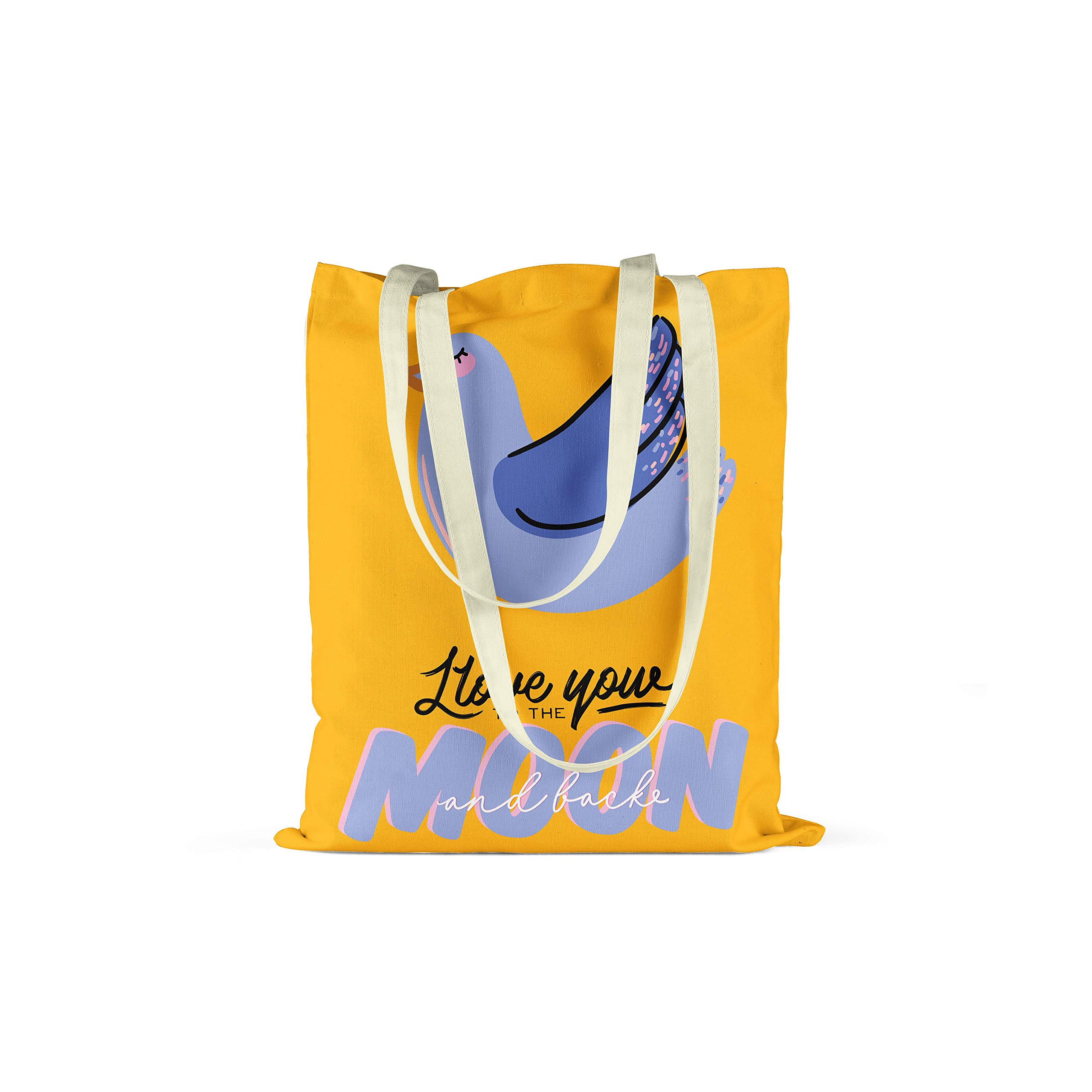 Bonamaison Printed Tote Bag, Reusable Grocery Bag, Shopping Bag, Machine Washable, Foldable, Canvas Cloth Bag with Handles, 48x55 Cm
