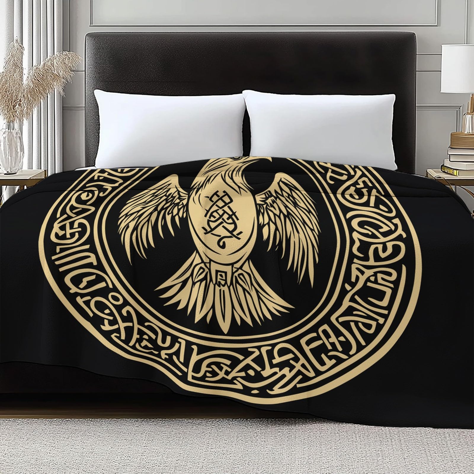 Générique Koce Kliny 180 x 220 cm Logo Symbol Orzeł Wiking Koc polarowy w kratę, miękki i ciepły pled narzuta na sofę flanelowy koc dziecięcy koc do biura drzemka
