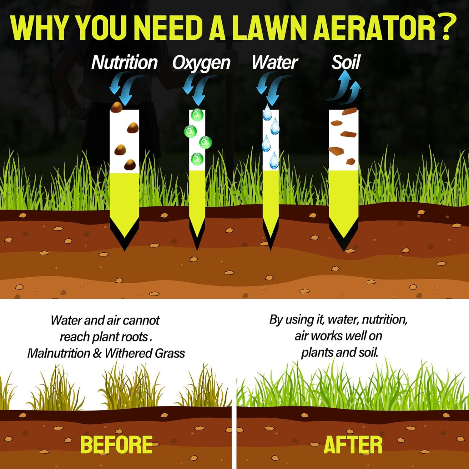 Buy aneeway Lawn Spike Coring Aerator Tool, Multi Spikes Grass Aerators