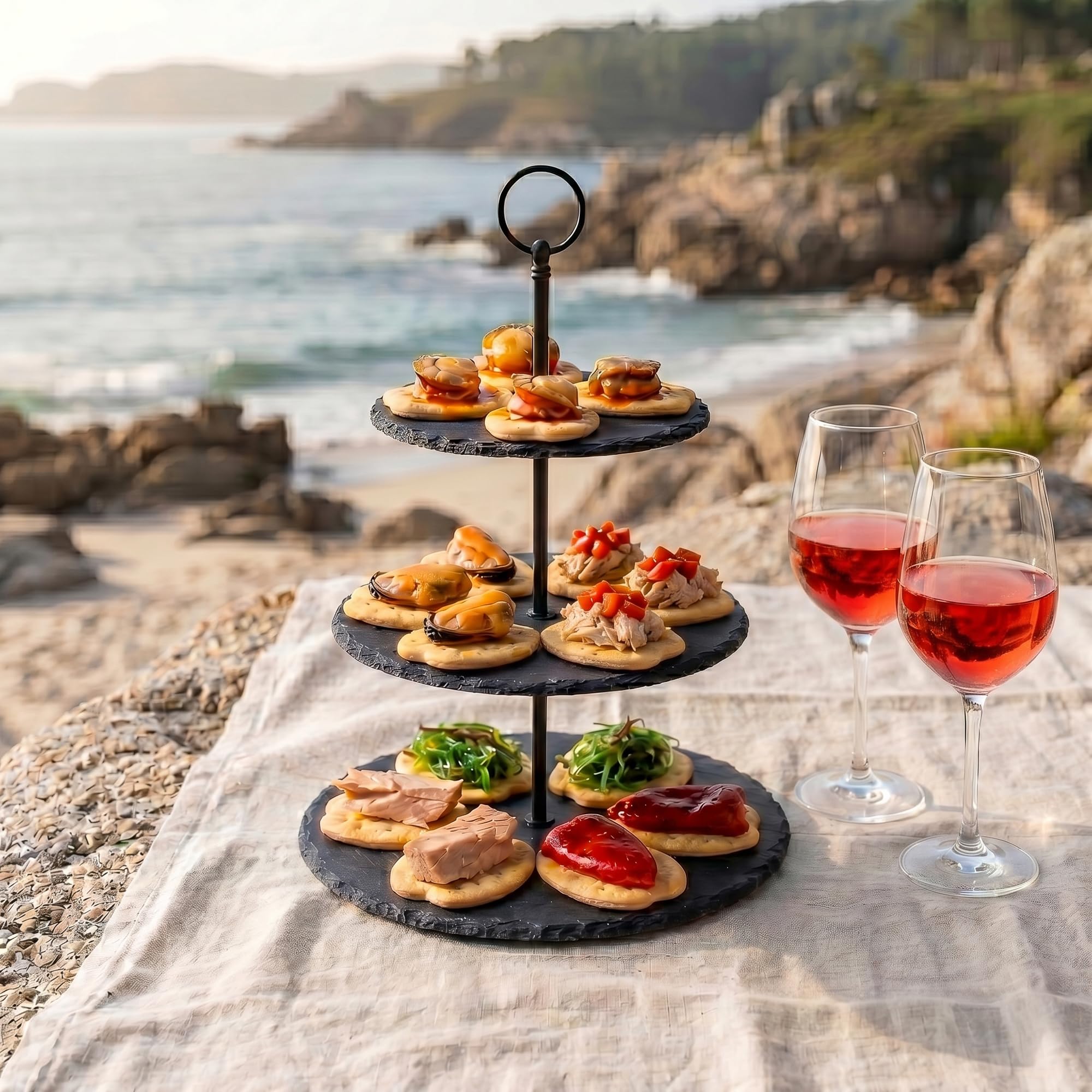 Caja Regalo Ons de VinNatura con Conservas Gourmet y Vino Rosado Natural | Regalo gourmet gallego, regalos de empresa, cesta con vino, elaboración tradicional, tarjeta personalizable